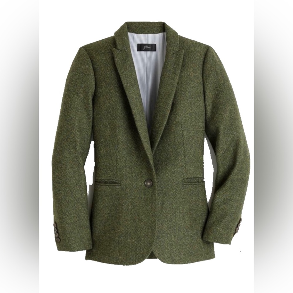 J. Crew Olive Green Tweed Blazer